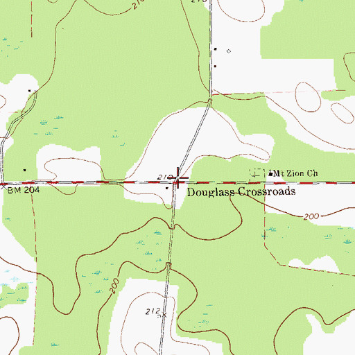 Topographic Map of Douglass Crossroads, GA