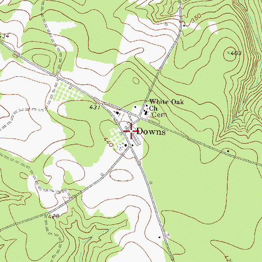 Topographic Map of Downs, GA