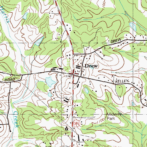 Topographic Map of Drew, GA