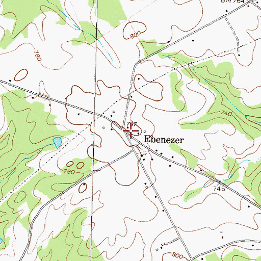 Topographic Map of Ebenezer, GA
