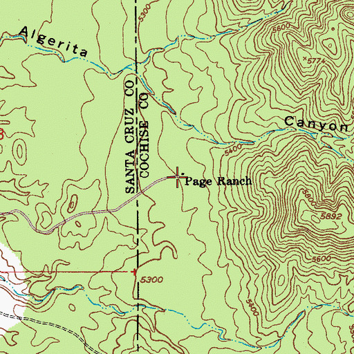 Topographic Map of Page Ranch, AZ