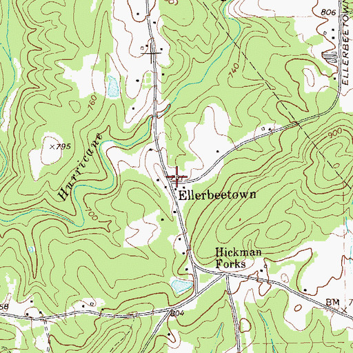 Topographic Map of Ellerbeetown, GA