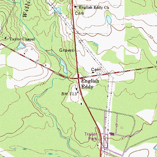 Topographic Map of English Eddy, GA