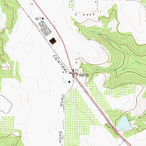 Topographic Map of Fagan, GA