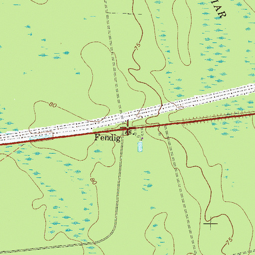 Topographic Map of Fendig, GA