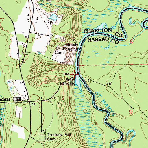 Topographic Map of Ferry Landing, GA