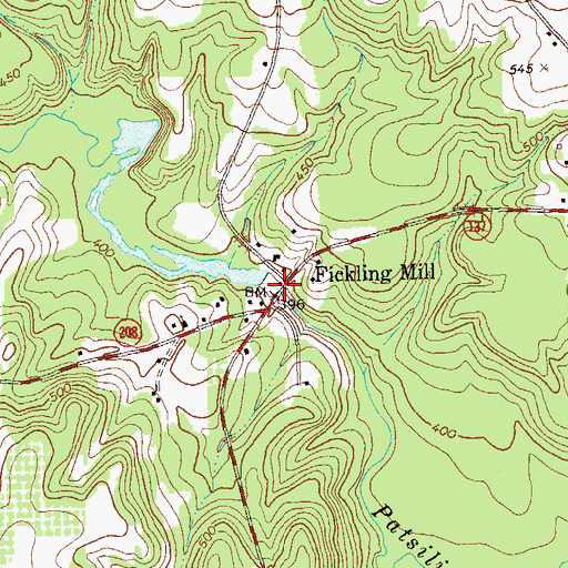 Topographic Map of Fickling Mill, GA