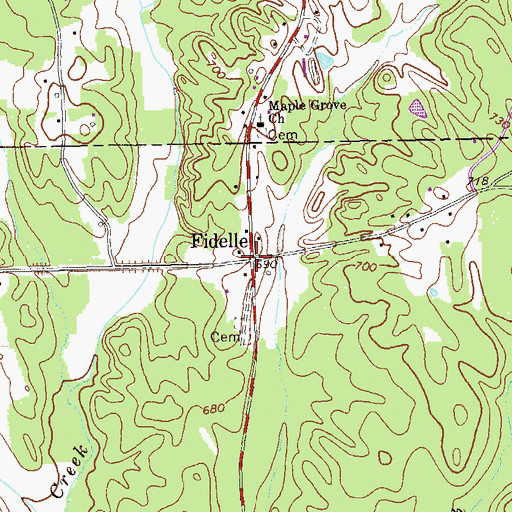 Topographic Map of Fidelle, GA