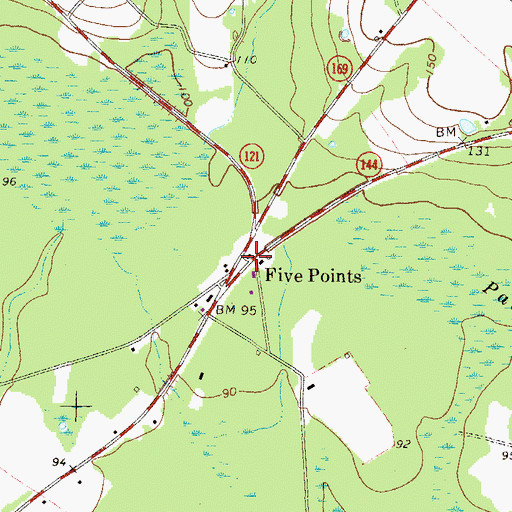 Topographic Map of Five Points, GA