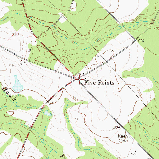 Topographic Map of Five Points, GA
