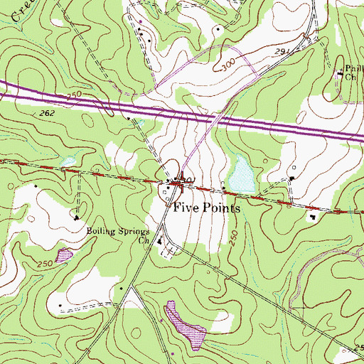 Topographic Map of Five Points, GA