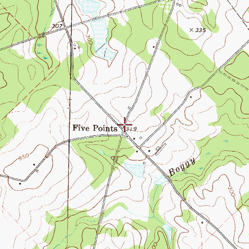 Topographic Map of Five Points, GA