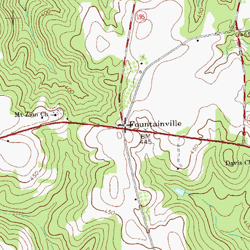 Topographic Map of Fountainville, GA
