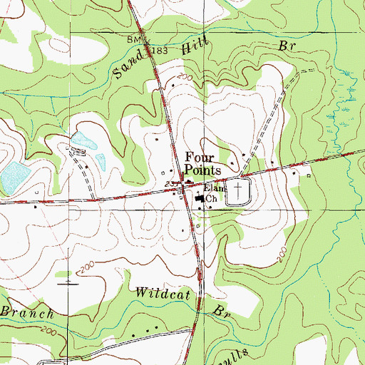 Topographic Map of Four Points, GA