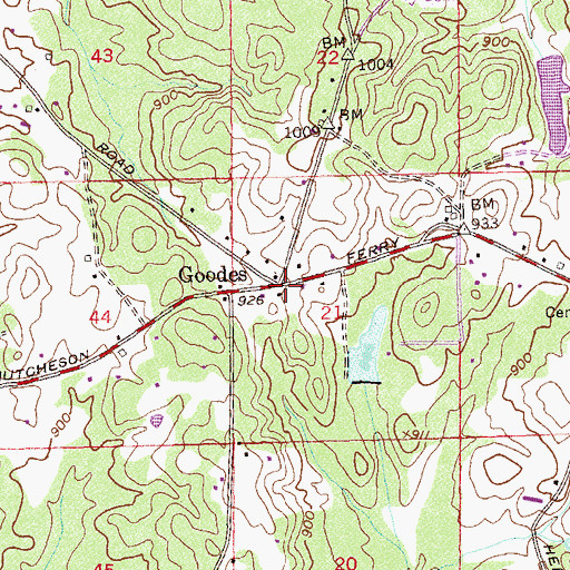 Topographic Map of Goodes, GA