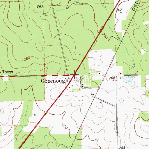 Topographic Map of Greenough, GA
