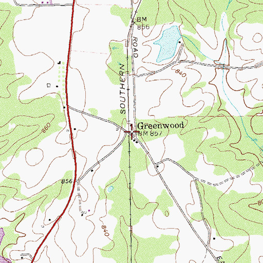 Topographic Map of Greenwood, GA