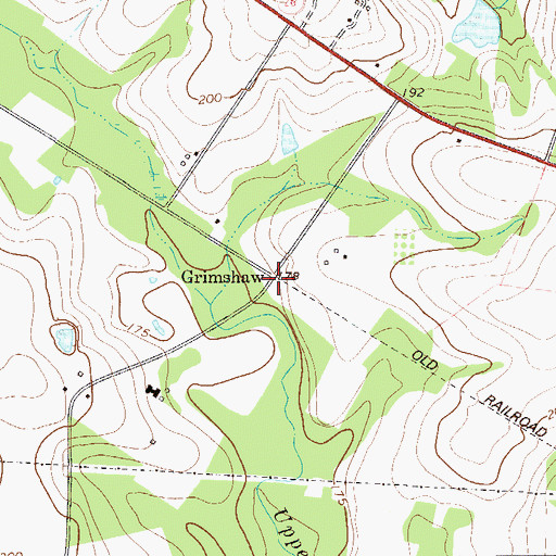 Topographic Map of Grimshaw, GA
