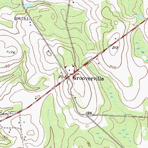 Topographic Map of Grooverville, GA