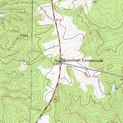 Topographic Map of Hamilton Crossroads, GA