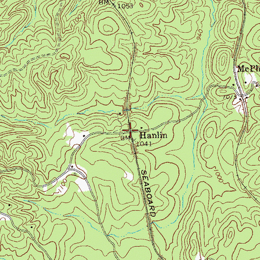 Topographic Map of Hanlin, GA