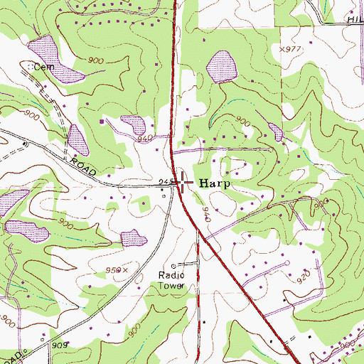 Topographic Map of Harp, GA