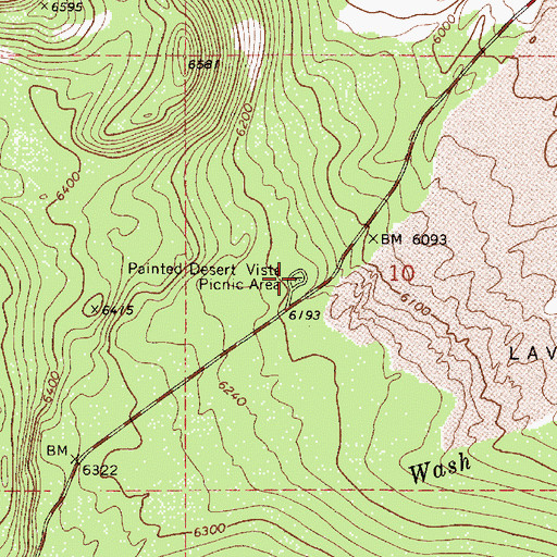 Topographic Map of Painted Desert Vista Picnic Area, AZ