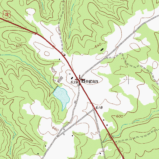 Topographic Map of Hogan, GA