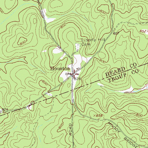 Topographic Map of Houston, GA