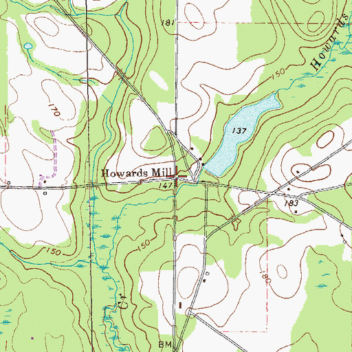 Topographic Map of Howards Mill, GA