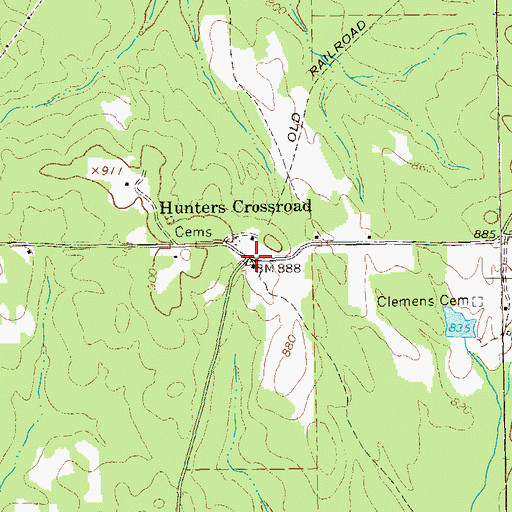 Topographic Map of Hunters Crossroad, GA