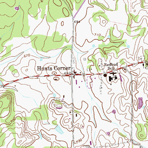 Topographic Map of Hunts Corner, GA