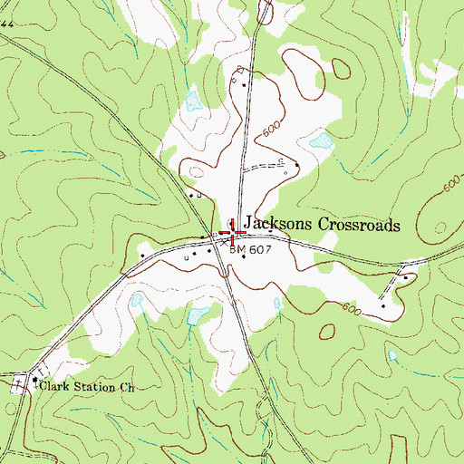 Topographic Map of Jacksons Crossroads, GA