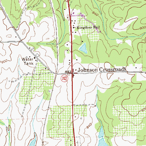 Topographic Map of Johnson Crossroads, GA