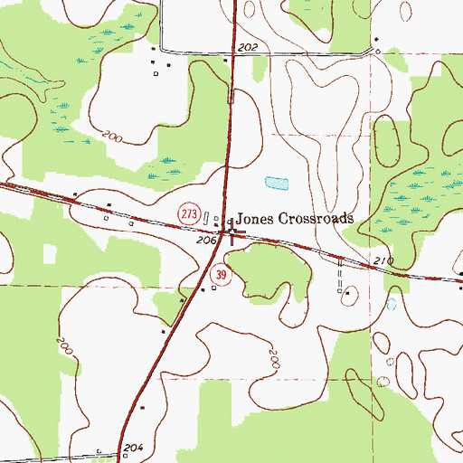 Topographic Map of Jones Crossroads, GA