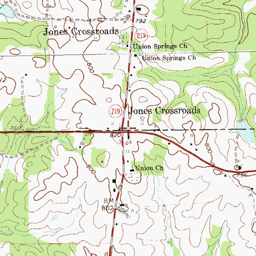 Topographic Map of Jones Crossroads, GA