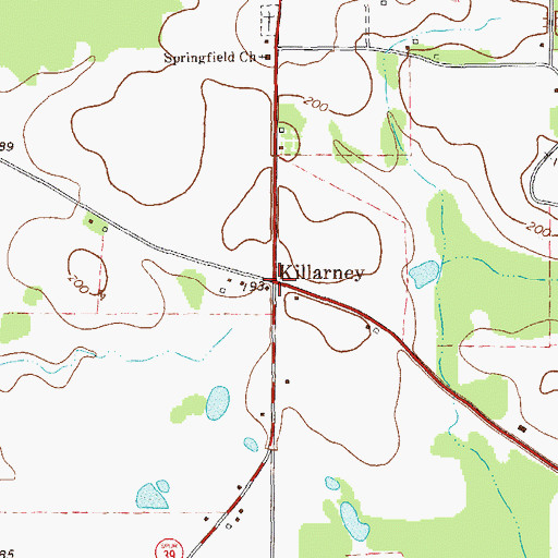 Topographic Map of Killarney, GA