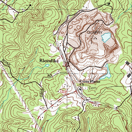 Topographic Map of Klondike, GA