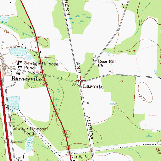 Topographic Map of Laconte, GA