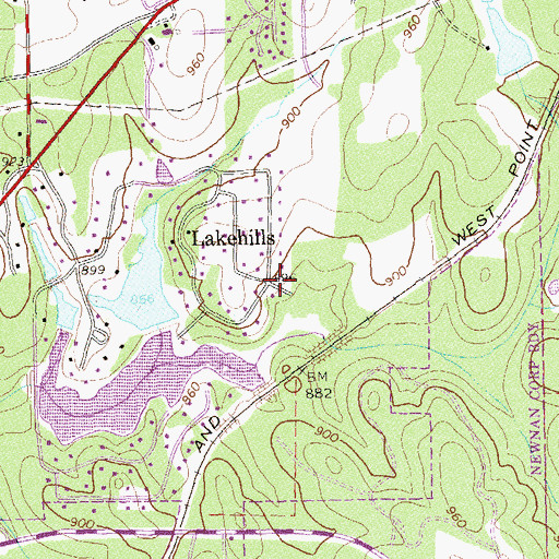 Topographic Map of Lakehills, GA
