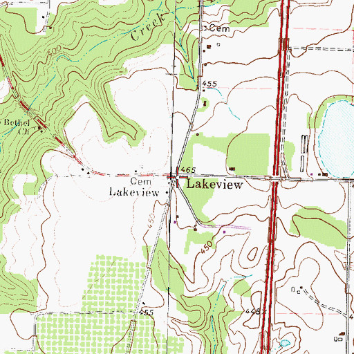 Topographic Map of Lakeview, GA