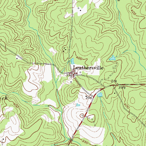 Topographic Map of Leathersville, GA