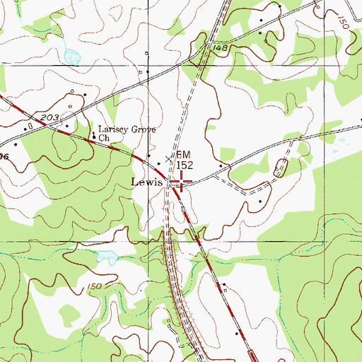 Topographic Map of Lewis, GA