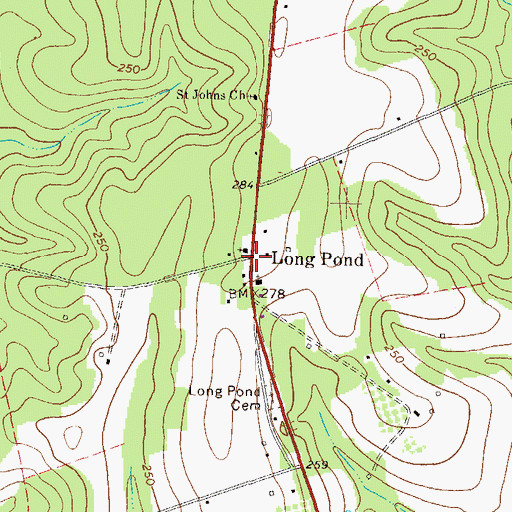 Topographic Map of Long Pond, GA