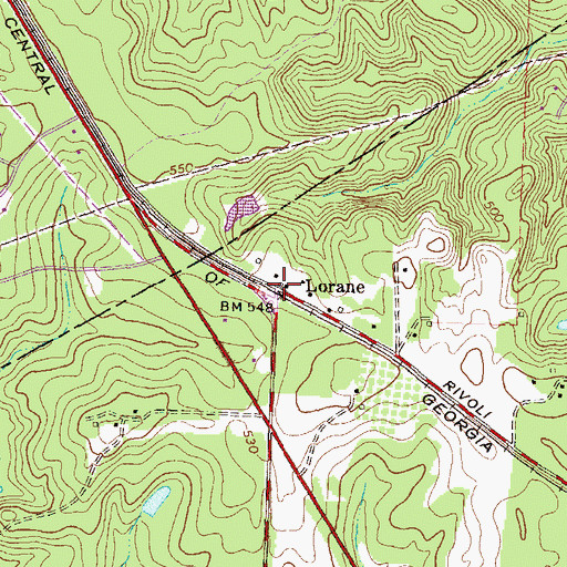 Topographic Map of Lorane, GA