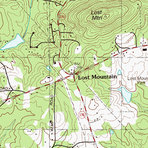Topographic Map of Lost Mountain, GA