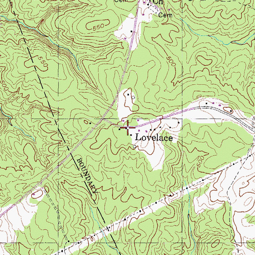 Topographic Map of Lovelace, GA
