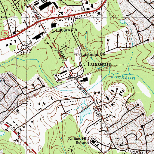 Topographic Map of Luxomni, GA
