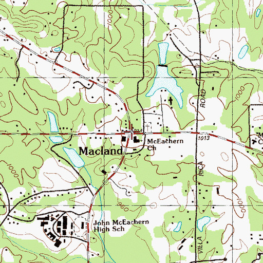 Topographic Map of Macland, GA