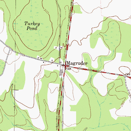 Topographic Map of Magruder, GA